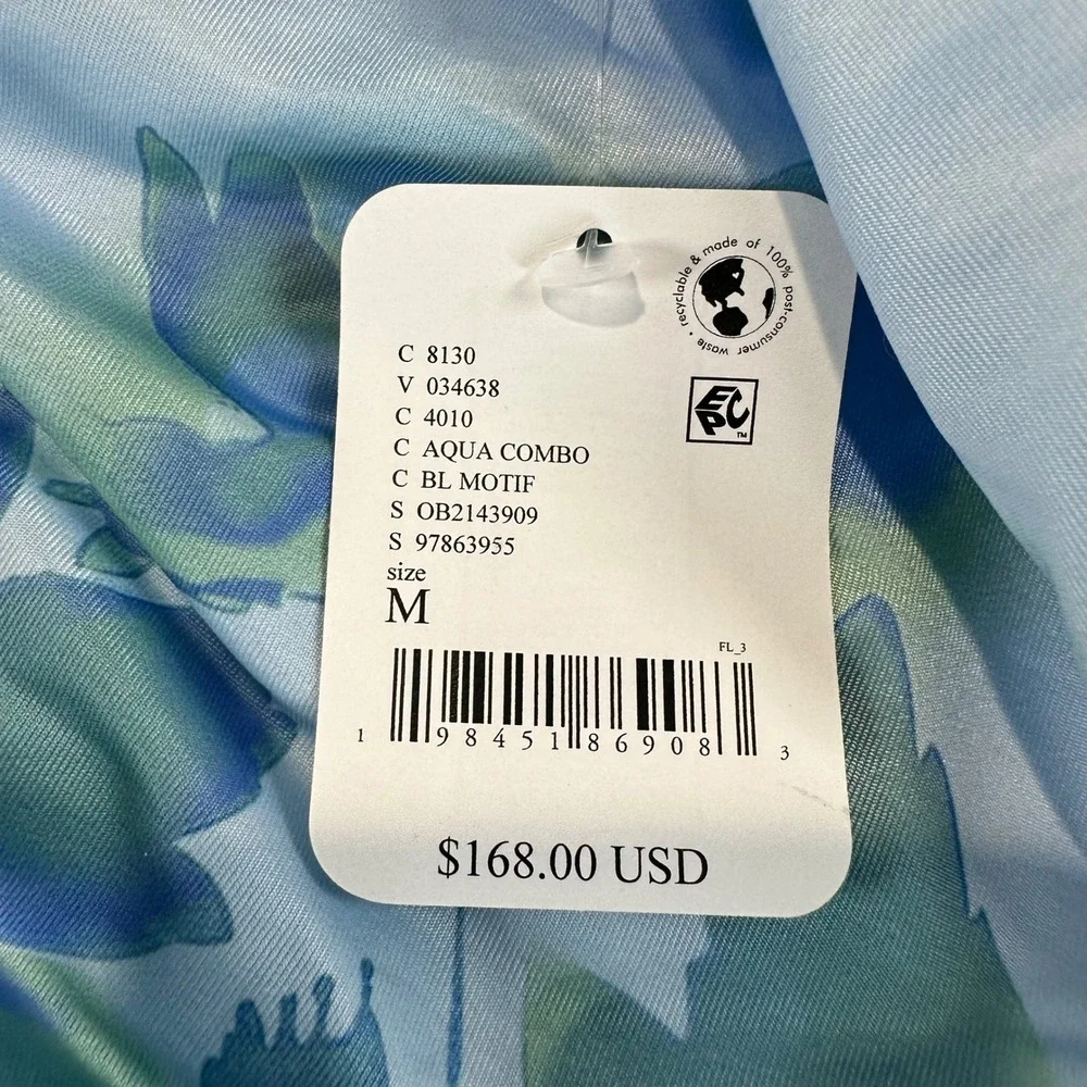Free‎ People Aqua Combo Blue Floral Ruched Halter Maxi Dress Size M